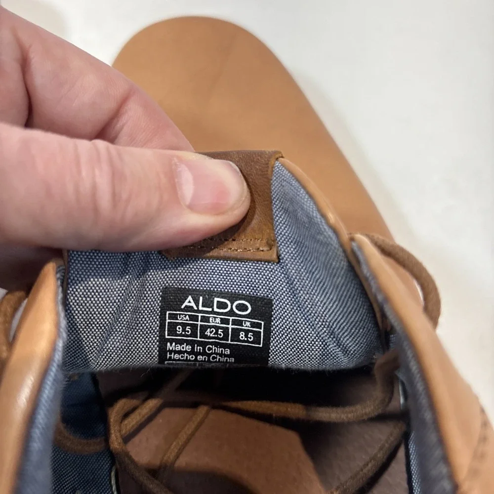 Aldo Men's Brown Leather Casual Shoes Size 9.5‎ Lace Up